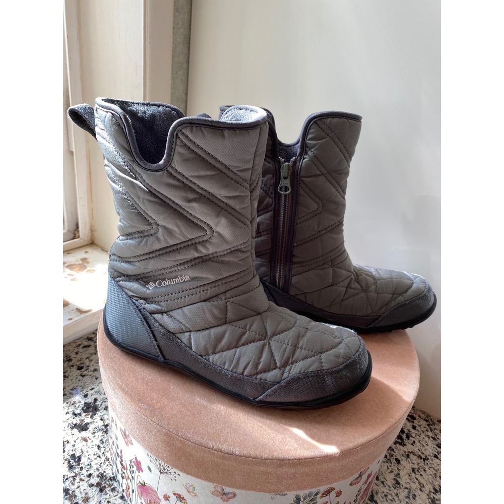 Columbia Minx Mid III Kids 4 Gray Exc Waterproof Omni-Heat Boots Winter Utility